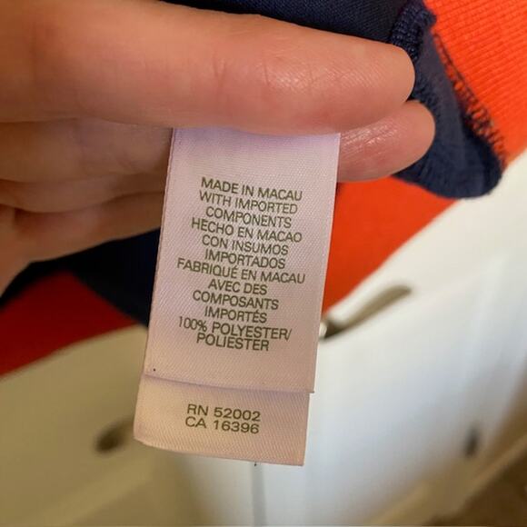 Lizgolf Vest Full Zip Navy Blue‎ w/Orange Trim Pockets Mock Neck Women's Large - Picture 10 of 13